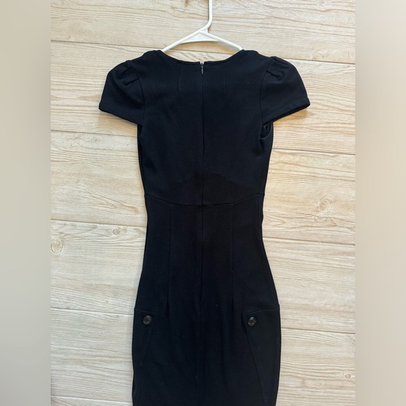 ASOS Black Sexy Midi Pencil Skirt Dress with Plunging Neckline Size 0 - Picture 5 of 6